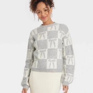 a new day Gray and Cream Patterned Women's Sweater